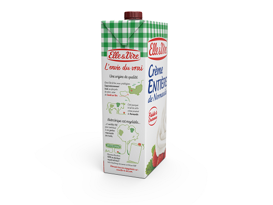 Tetra Brik® Aseptic 1L Slim carton package, complemented by HeliCap™ 23 cap solution side view