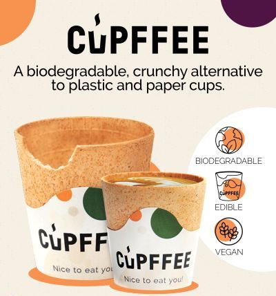 Cupffee: Edible coffee cup developed from oat brand and wheat flour